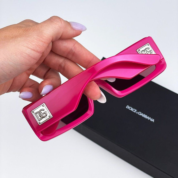 D&G DG4416 33794Z Sunglasses Metallic Pink Mirror Silver Rectangle Unisex - Picture 7 of 13